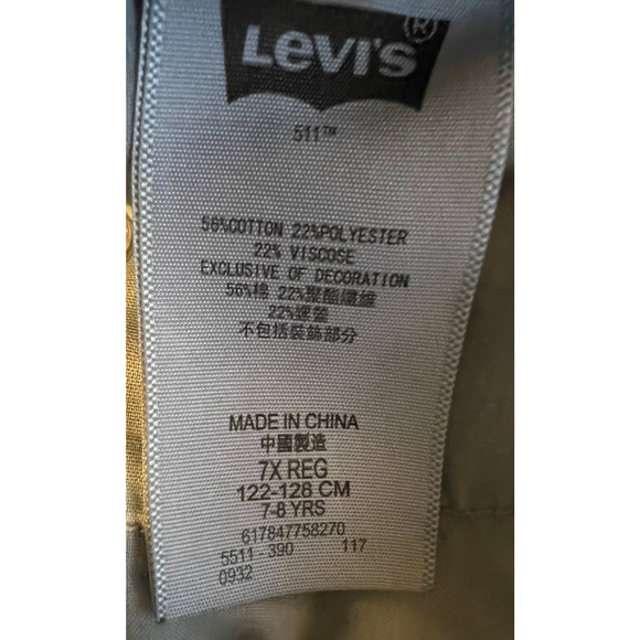 Levis 511 Slim Boys Size 7 Blue Straight Pockets Zip Logo Zip Close Belt Loops - Picture 3 of 9